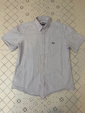 Harmont & Blaine Palm Tree Print short sleeve button down shirt XL narrow fit
